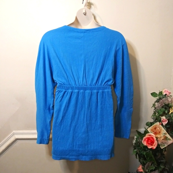 Free People Beach Stasia, Sexy Turquoise Cut-Out, Surplice Bodice Mini Dress - Picture 4 of 11